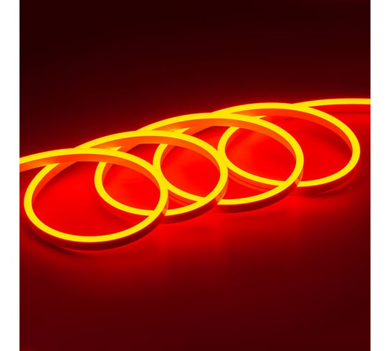 Неоновая светодиодная лента MAKSILED 5м, 8x16мм, 12В, 10.5Вт/м, 100 led/m, ip33, рез 10мм (силикон), оранжевый, ML-NF-10-8mm-Orange
