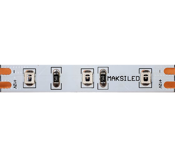 Светодиодная лента MAKSILED 5м, 12В, 14,4Вт/м, 60д/м, ip20, 250Лм/м, желтый, 8мм, ML-R60-2835-Y-HP-S