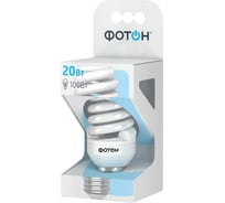 Энергосберегающая лампа SPА60 20W E27 2700K, теплый свет ФОТОН 12349