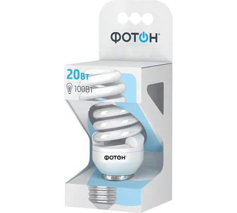 Энергосберегающая лампа SPА60 20W E27 2700K, теплый свет ФОТОН 12349