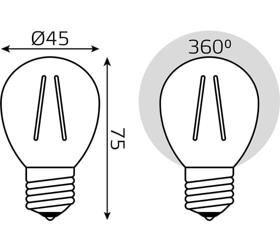 Лампа Gauss basic filament шар 5,5w 510lm 2700к е27 LED (3 лампы в упаковке) 1051216T