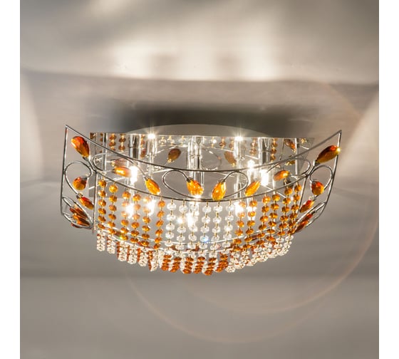 Люстра Citilux Гала хрустальная Хром Янтарный CL306196