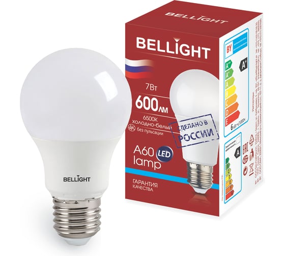 Светодиодная лампа BELLIGHT LED A60 Е27 7W 600 Lm 6500К 86363995