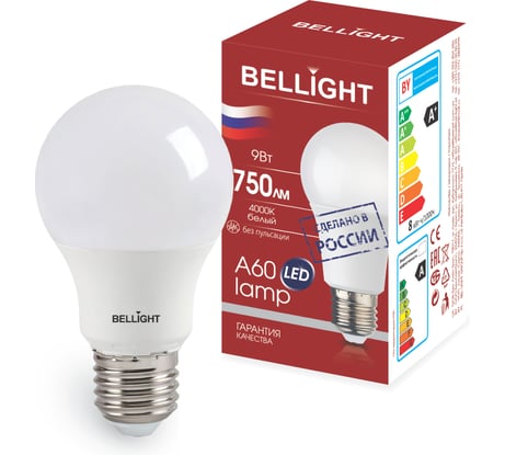 Светодиодная лампа BELLIGHT LED A60 Е27 9W 750 Lm 4000К 88297786