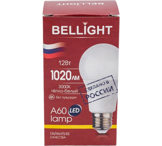 Светодиодная лампа BELLIGHT LED A60 Е27 12W 1020 Lm 3000К 88297789