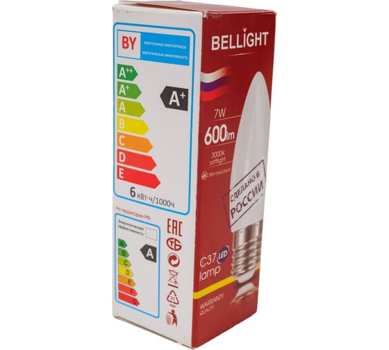 Светодиодная лампа BELLIGHT LED C37 220V/7W/E27 3000K 600Lm 86170860