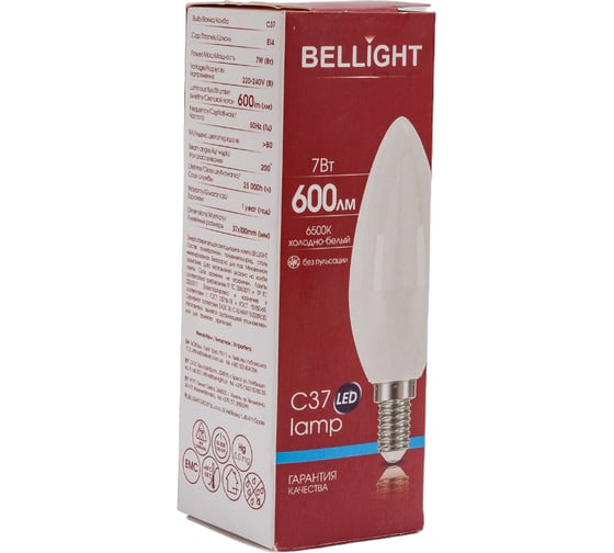 Светодиодная лампа BELLIGHT LED C37 220V/7W/E14 6500K 600Lm 86170884