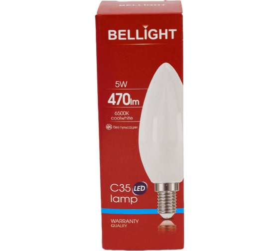 Светодиодная лампа BELLIGHT LED C35 220V/5W/E14 6500K 470 Lm 86853380