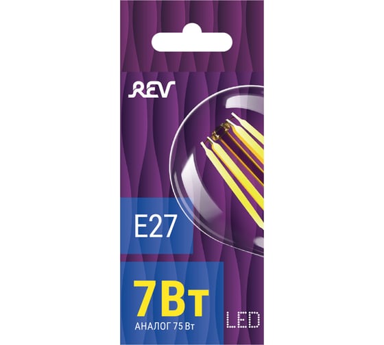 Светодиодная лампа LED Filament  A60 E27 7W 695Лм, 2700K, теплый свет REV 32353 2