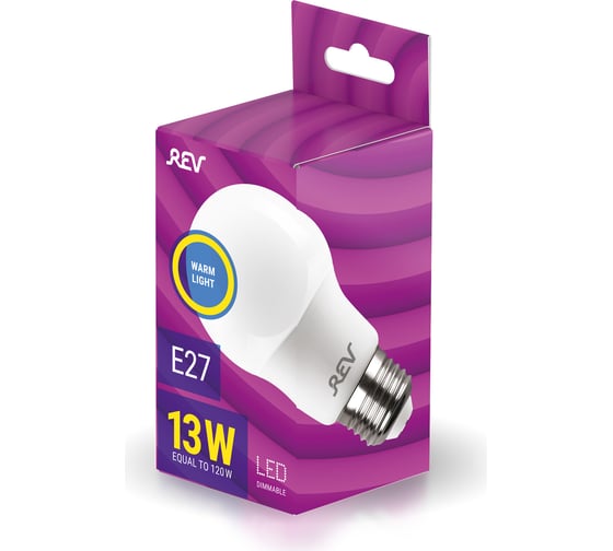 Светодиодная диммируемая лампа LED A60 Е27 13W 1100Лм, 2700K, теплый свет REV PREMIUM DIMMABLE 32381 5