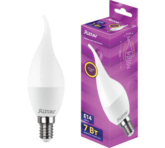 Светодиодная лампа REV, LED FC37 Е14 7W, 2700K, теплый свет 32351 8