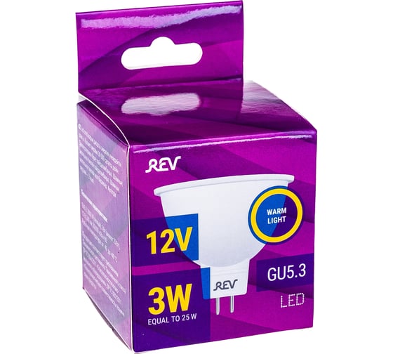 Светодиодная лампа REV, LED MR16 GU5.3 3W, 3000K, теплый свет, 12V 32369 3