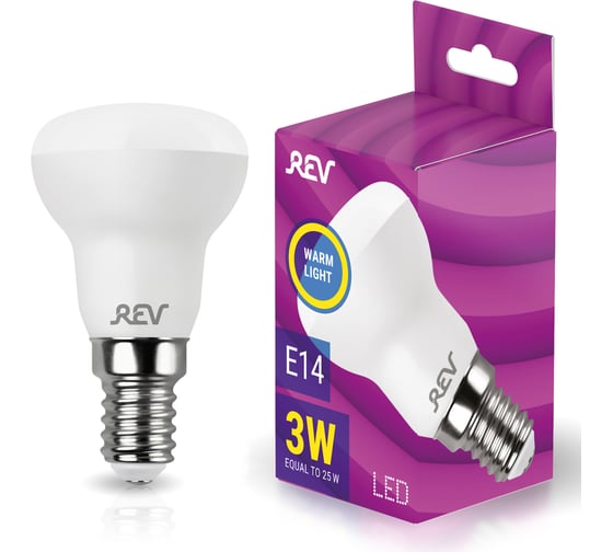 Светодиодная лампа REV, LED R39 Е14 3W, 2700K, теплый свет 32361 7 1