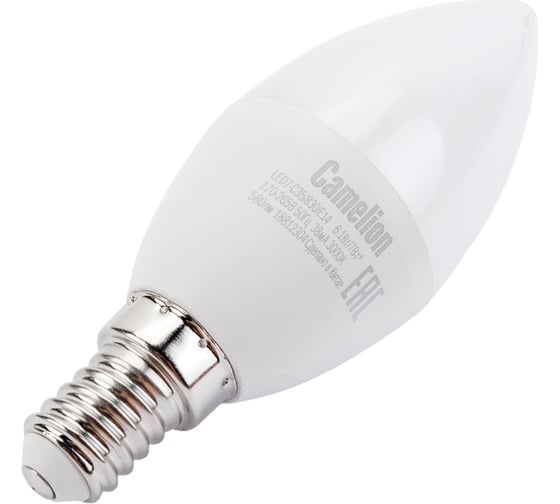Светодиодная лампа 7Вт 220В Camelion LED7-C35/830/E14 12073