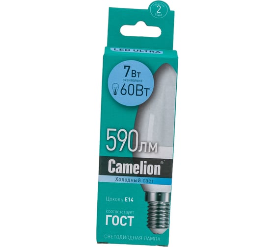 Светодиодная лампа 7Вт 220В Camelion LED7-C35/845/E14 12074