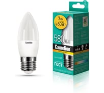 Светодиодная лампа 7Вт 220В Camelion LED7-C35/830/E27 12077