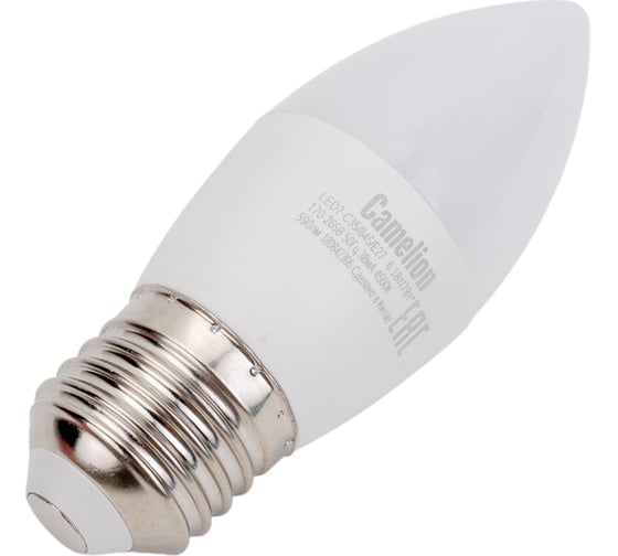 Светодиодная лампа 7Вт 220В Camelion LED7-C35/845/E27 12078
