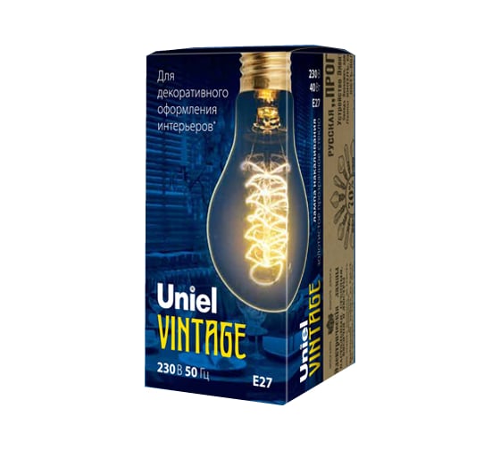 Лампа накаливания Uniel VINTAGE IL-V-A60-40/GOLDEN/E27 CW01 UL-00000475