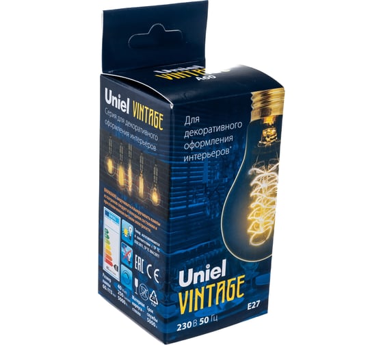 Лампа накаливания Uniel VINTAGE IL-V-A60-40/GOLDEN/E27 CW01 UL-00000475