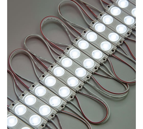 Светодиодный модуль ELF 2smd диод 2835, с линзой, 160гр.,12В, ip 65, std, холодный белый (упак 100 шт) ELF-2SMDstd СW (100)