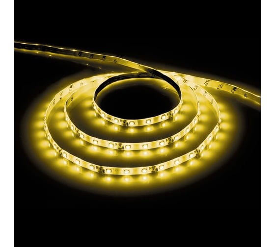 Cветодиодная LED лента FERON 60SMD(3528)/м, 4.8 Вт/м, 5м, IP65, 12V, желтый LS604 27674
