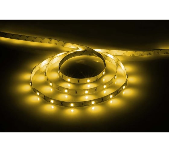 Cветодиодная LED лента FERON 30SMD(5050)/м, 7.2Вт/м, 5м, IP20, 12V, желтый LS606 27756