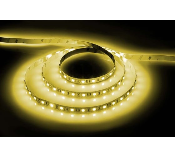 Cветодиодная LED лента FERON 60SMD(5050)/м, 14.4Вт/м, 5м, IP20, 12V, желтый LS606 27760