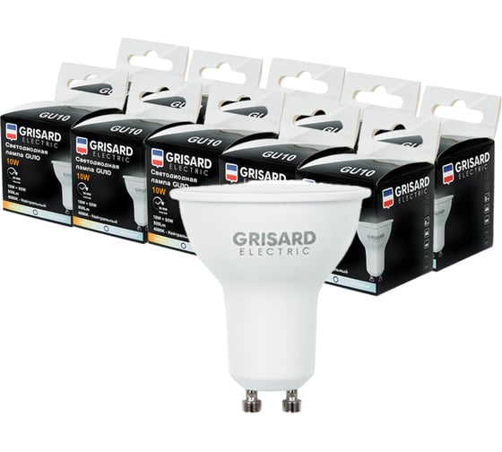 Светодиодная лампа Grisard Electric софит PAR 16 GU10 10Вт 4000K (10 шт/уп) GRE-002-0097
