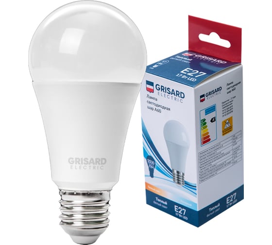 Светодиодная лампа Grisard Electric шар A60 E27 17Вт 3000K (3 штуки) GRE-002-0115(3) 1