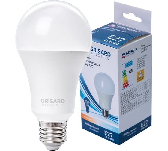 Светодиодная лампа Grisard Electric шар A70 E27 25Вт 4000K (3 штуки) GRE-002-0101(3) 1