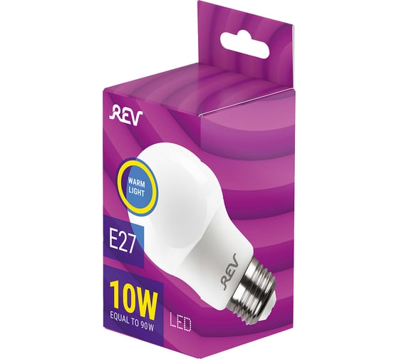 Светодиодная лампа REV A60 Е27 10W 2700K теплый свет упаковка 10 шт. 81060 5