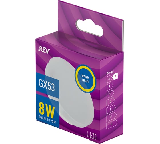 Светодиодная лампа REV GX53 8W 2700K теплый свет упаковка 10 шт. 81095 7