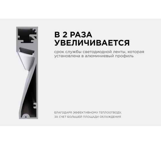 Алюминиевый профиль Apeyron для светодиодной ленты, наклад, серебро, 80x18мм, 2м, комплект 08-43
