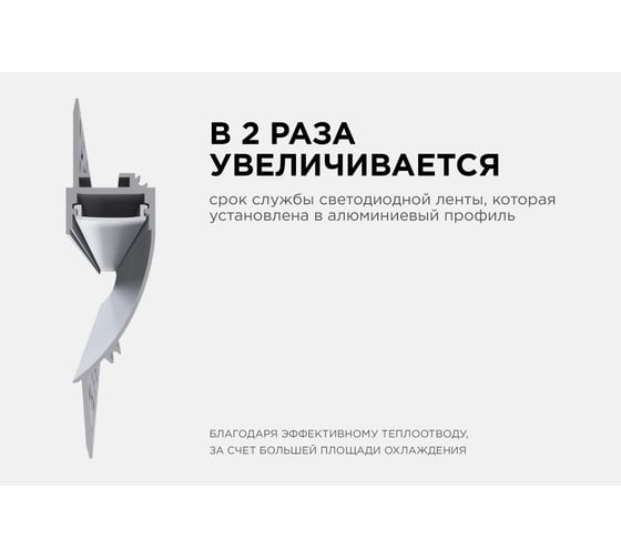 Алюминиевый профиль Apeyron для светодиодной ленты, штукатурка, серебро, 98x18,8мм, 2,5м, комплект 08-44