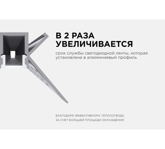 Алюминиевый профиль Apeyron для светодиодной ленты, штукатурка, серебро, 46x24мм, 2,5м, комплект 08-46