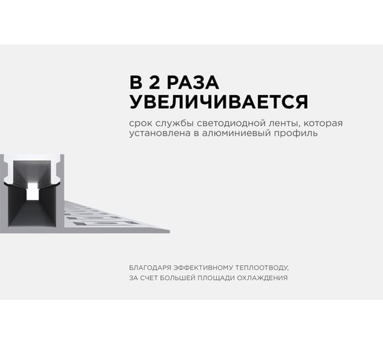 Алюминиевый профиль Apeyron для светодиодной ленты, под гипсокартон и плитку, серебро, 32x13мм, комплект 08-52