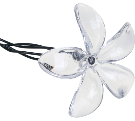 Гирлянда на солнечной батарее INBLOOM, 25LED, 7м, шампань, 2 режима, цветок, ПВХ зеленый, 2V80mA, 1.2V600mAh 185-043