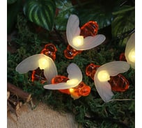 Гирлянда на солнечной батарее INBLOOM, 25LED, 7м, шампань, 2 режима, пчелка, ПВХ зеленый, 2V80mA, 1.2V600mAh 185-042