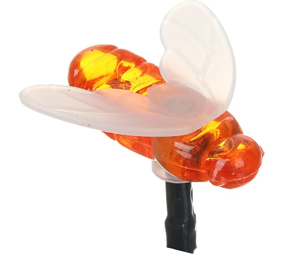Гирлянда на солнечной батарее INBLOOM, 25LED, 7м, шампань, 2 режима, пчелка, ПВХ зеленый, 2V80mA, 1.2V600mAh 185-042