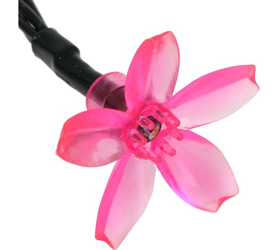 Гирлянда на солнечной батарее INBLOOM, 25LED, 7м, шампань, 2 режима, сакура, ПВХ зеленый, 2V80mA, 1.2V600mAh 185-061