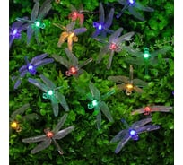 Гирлянда на солнечной батарее INBLOOM, 25LED, 7м, мульти, 2 режима, стрекоза, ПВХ, 2V80mA, 1.2V600mAh 185-041