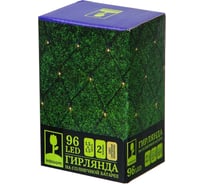 Электрическая гирлянда INBLOOM сеть на солнечной батарее, 96LED, 1.5x1.5м, шампань, 2 режима, ПВХ зеленый, 2V120mA, 1.2V800mA 185-040