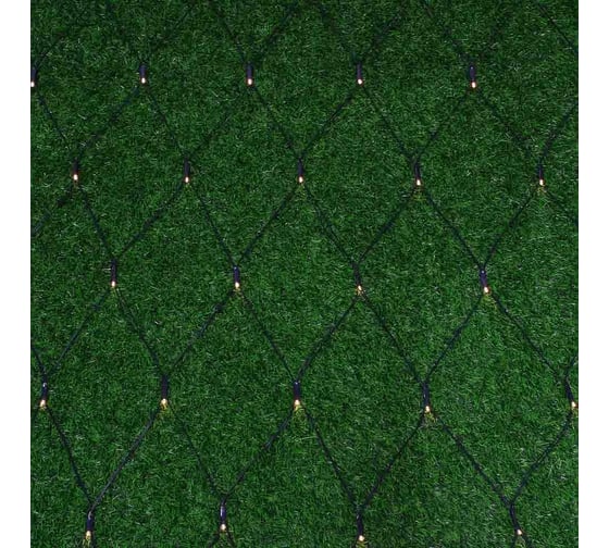 Электрическая гирлянда INBLOOM сеть на солнечной батарее, 96LED, 1.5x1.5м, шампань, 2 режима, ПВХ зеленый, 2V120mA, 1.2V800mA 185-040