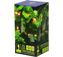 Гирлянда на солнечной батарее INBLOOM, 25LED, 7м, шампань, 2 режима, листья, ПВХ зеленый, 2V80mA, 1.2V600mAh 185-062