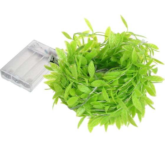 Электрическая гирлянда INBLOOM занавес нить росы "Растение" 2x0.95м, 100LED*шампань, постоянное свечение, медь, 3хАА 185-080