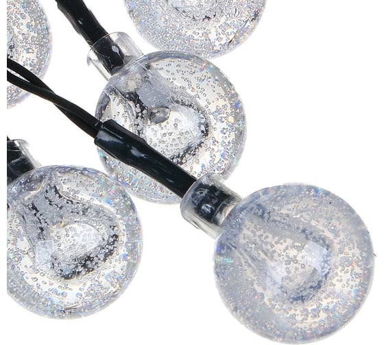 Гирлянда на солнечной батарее INBLOOM, 10LED, 4м, шампань, 2 режима, шар, ПВХ зеленый, 2V60mA, 1.2V 600mAh 185-063