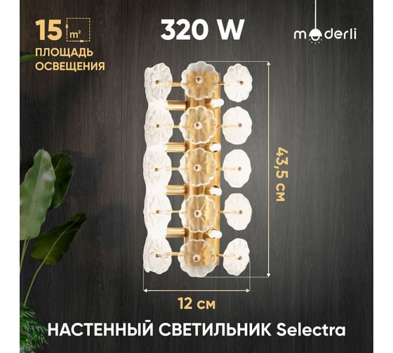 Настенный светильник Moderli Selectra латунь, прозрачный V10233-8W