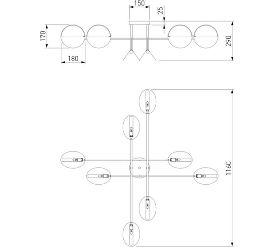 Потолочный светильник Eurosvet 70148/8 черный/золото a062043