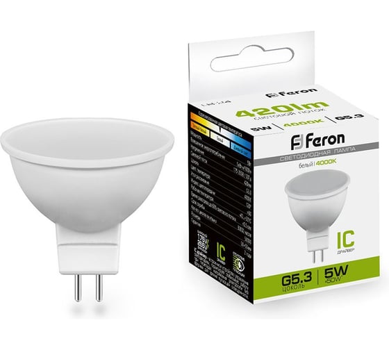 Светодиодная лампа MR16 G5.3 5W 4000K FERON LB-24 25126