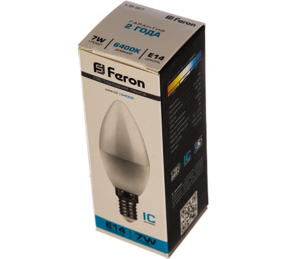 Светодиодная лампа - свеча E14 7W 6400K FERON LB-97 25477